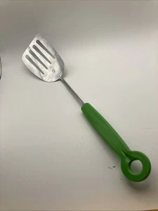 VTG  1970's ECKO Chromium Plated Slotted Spatula/Flipper w/Avocado Handle 15” - Picture 1 of 7