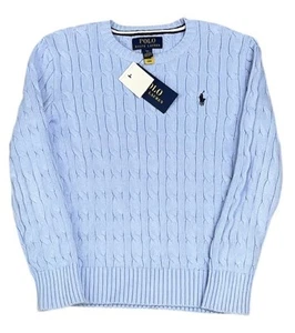 Polo Ralph Lauren Blue Sweater Kids Size S(8) Long Sleeve Cable Knitted New - Picture 1 of 3