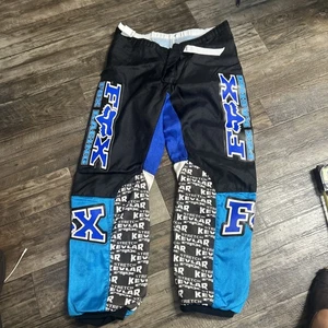 Vintage 90s FOX Racing T2 Degree Pants Black & Blue BMX Motocross - Bild 1 von 7