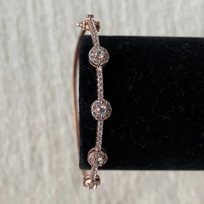 Brazalete Brazalete Chapado en Oro Rosa Plata Esterlina 4 Estaciones Circonita Talla Pequeña - ¡NUEVO CON ETIQUETAS! Foto 1 de 4