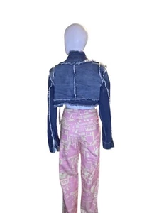 cropped denim jacket women medium nwt - Picture 1 of 4