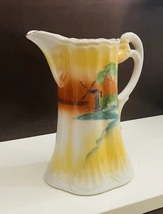 Japanese Lustreware Takito hand painted Chocolate Pot , Pitcher Peach Orange - Picture 1 of 10