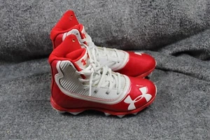 NEW UNDER ARMOUR Highlight RM JR Football Cleats White/Red 3021201-600 Sz 1Y - Picture 1 of 4