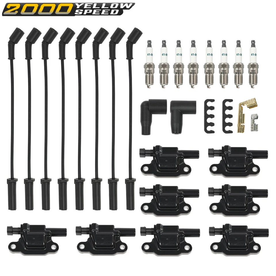 Fit For Silverado 1500 Tahoe GMC Square Ignition Coil & Spark Plug & Wires 8PCS  Foto 1 de 4
