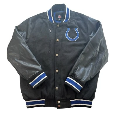 Indianapolis Colts Wool Blend Mens L Varsity Bomber Jacket NFL Football Black - Изображение 1 из 4
