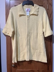 Quacker Factory Rhinestone Short Sleeve Sweater - XL - Yellow - New With Tags - Picture 1 of 6
