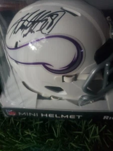Vikings Adrian Peterson Signed 2024 On-Field Alt Speed Mini (Purple Visor)Bec - Picture 1 of 3