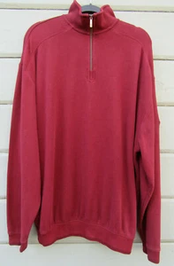 Tommy Bahama Men's L Brick Red Baby Rib Knit 1/4 Zip Sweater Pullover - Picture 1 of 10