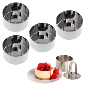 4 Stück Backzubehör Metall Kuchen Ringe Edelstahl Mousse Form Herstellung Werkzeug - Bild 1 von 12
