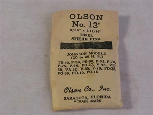 Vintage Olson Outboard Motor Shear Pin Set No.13 (5/16" x 1-11/16") Johnson Part - Bild 1 von 2