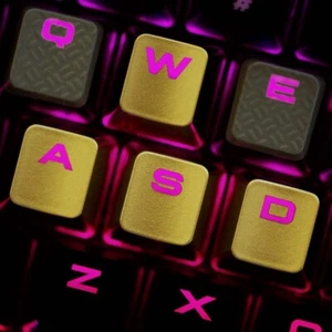 WASD Backlit Keycap Gold KeyCaps for Cherry MX Gaming Keyboards Corsair K70 K95 - Picture 1 of 8