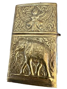 Vintage Messing Siam Royal Feuerzeug Etui Zigarettenanzünder Asiatisch Thailand - Bild 1 von 12