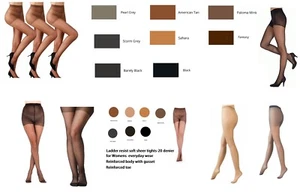 Medias resistentes a escaleras para mujer con refuerzo de panel - transparentes 20 denier nailon - 3 pares - Imagen 1 de 44