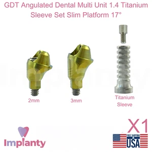 GDT Angulated Dental Multi Unit 1.4 Titanium Sleeve Set Slim Platform 17° - Picture 1 of 6