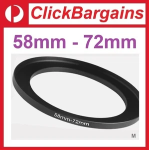 Anillo adaptador de filtro de lente de cámara Stepping 58-72 mm UV CPL ND de 58 mm a 72 mm - Imagen 1 de 3