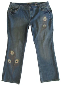 MIXIT low rise boot cut contours to curves painted denim blue jeans 24W (44X32) - Picture 1 of 16