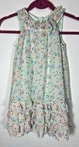 BLUEBERI Boulevard Girls 6 Dress Chiffon Floral Ruffle-Trim SWING lined TIERED - Picture 1 of 9