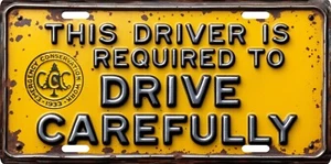 1930's Roosevelt FDR CCC Drive Carefully license plate with Faux Raised Letters - Picture 1 of 2