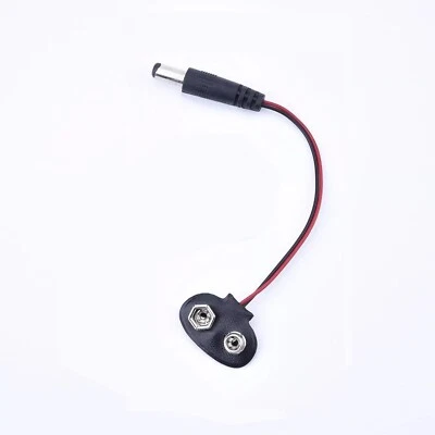 MOONBUY 9V Battery Connector T Type Plug Cable Clip with 2.1 X 5.5 Mm Male DC Power Jack