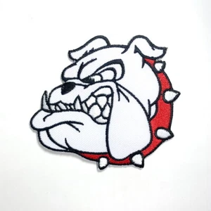 White Bulldog Head Patch Pet Dog Artwork Emblem for DIY Iron on Clothes Jacket - Picture 1 of 10