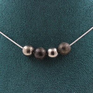 Halskette 4 Perlen Pyrit Spanien 8 Mm. Kette aus Edelstahl Armbanduhr Women's - Bild 1 von 6