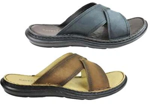 Savelli Kobes Mens Leather Comfort Slide Sandals Made In Brazil - Picture 1 of 20