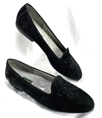 Mocasín Rockport Mujer Twee Talla 9.5W Negro Gamuza Sin Cordones Bordado Ballet Comodidad Foto 1 de 4