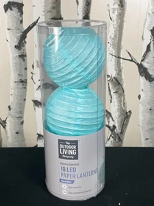 Duck Egg Blue Chinese Lanterns Set Of 10 Indoor/Sheltered Gazebo String Lights - Picture 1 of 2