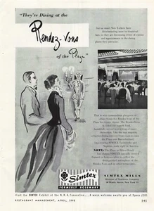 Vintage 1948 Druckanzeige Simtex Mills Rendez-Vous Plaza Paar Essen New Yorker - Bild 1 von 1