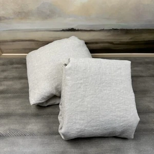 Pottery Barn Belgian Flax Linen Sheet Set Two-piece Queen Flax Spots Tear Read - Picture 1 of 12