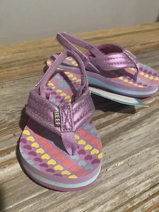 Reef Kids Little Ahi Lavender Hearts Size 5/6 NEW - Picture 1 of 2