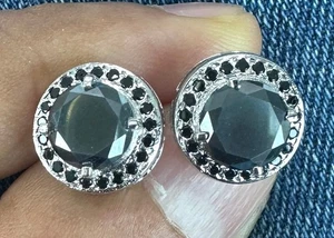 4.78 Ct Vvs1 Black Color Moissanite Diamond 925 Silver Stud Engagement Earrings - Picture 1 of 3