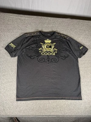 Camisa Coogi Para Hombres 3XL Negra Dorada Gráfica Cresta Estrás Tachonada Manga Corta Foto 1 de 4