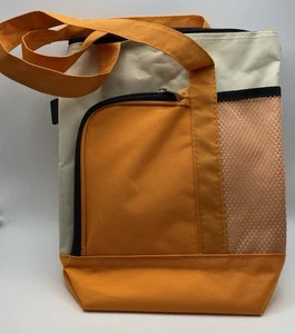 NUOVA borsa/pranzo in nylon arancione e bianca 11x9", chiusura con zip, marsupio con zip, marsupio in rete - Foto 1 di 7