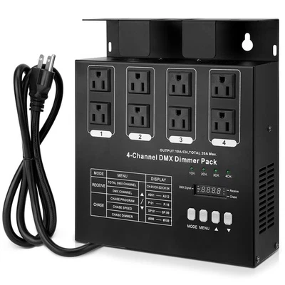 DMX 4-Channel Dimmer Pack w/DMX512 Protocol For High-Voltage Halogen LED Bulb - Image 1 of 4