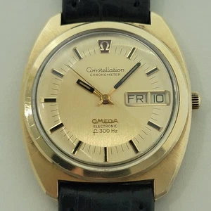 Omega Constellation Electronic F300 38mm Herren Day Date Gold Capped 1970er RA580 - Bild 1 von 12