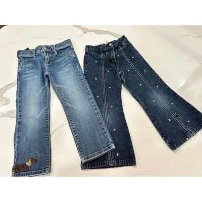 Lindos pantalones de mezclilla con estampado de perro y pata Gymboree para niñas talla 4 y 4T Foto 1 de 4