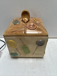 Barattolo caramelle/biscotti vintage in ceramica con lecca-lecca alto 6x6x8” - unico nel suo genere - Foto 1 di 10