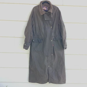 Vintage Australian Outfitters Down Under Brown Oilskin Duster Jacket Sz L - Picture 1 of 10