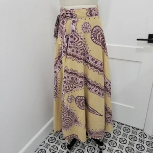 Vintage Windsor Paisley Print Maxi Wickelrock mit Bändern in Lila und Hellbraun Gr. XS - Bild 1 von 10