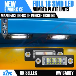 VW CADDY NUMBER PLATE LED 100% ERROR FREE BRIGHT WHITE 18 SUPER LED'S CANBUS - Picture 1 of 9