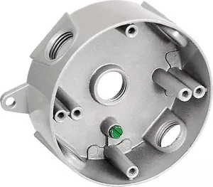(5 pc) Weatherproof 4" Round Box w Five 1/2" Holes Weather Resistant GRAY Metal - Picture 1 of 1
