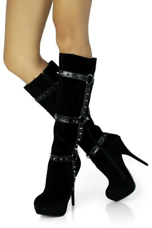 Knee High Platform Spiked Boots NIB 7.5 - Image 1 of 4