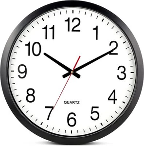 Black Wall Clock Silent Non Ticking - XL 18 Inch Quality Quartz Battery Operated - Picture 1 of 7