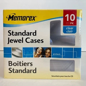 Estuches para joyas de CD Memorex, tamaño estándar, transparentes, paquete de 10 nuevos sellados - Imagen 1 de 5
