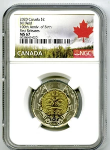 2020 $2 CANADA NGC MS67 TOONIE BILL REID BEAR TWO DOLLAR FIRST RELEASE TOP GRADE - Picture 1 of 2