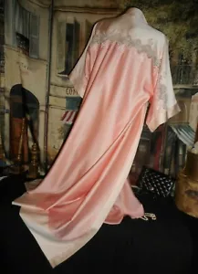 S Bademantel Set rosa lang Kleid Kleid Spitze Stickerei 2 Farb Satin Lord & Taylor - Bild 1 von 10