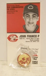 JOHN FRANCO 1989 CINCINNATI REDS PIZZA HUT COMMEMORATIVE BASEBALL PIN - Picture 1 of 1