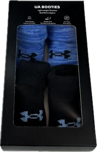 Under Armour Baby 2 Pk Blue Ankle Cotton Grippy Soles UA Logo Booties Set 0-6 MO - Picture 1 of 1