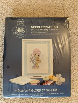 Precious Moments Trust in the Lord to the Finish Needlecraft kit 1984 - Caja abierta Foto 1 de 4